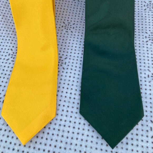 Slim Skinny Lot of 2 Wedding Men Regular Groom Yellow and Forest Green Ties New - Picture 5 of 9